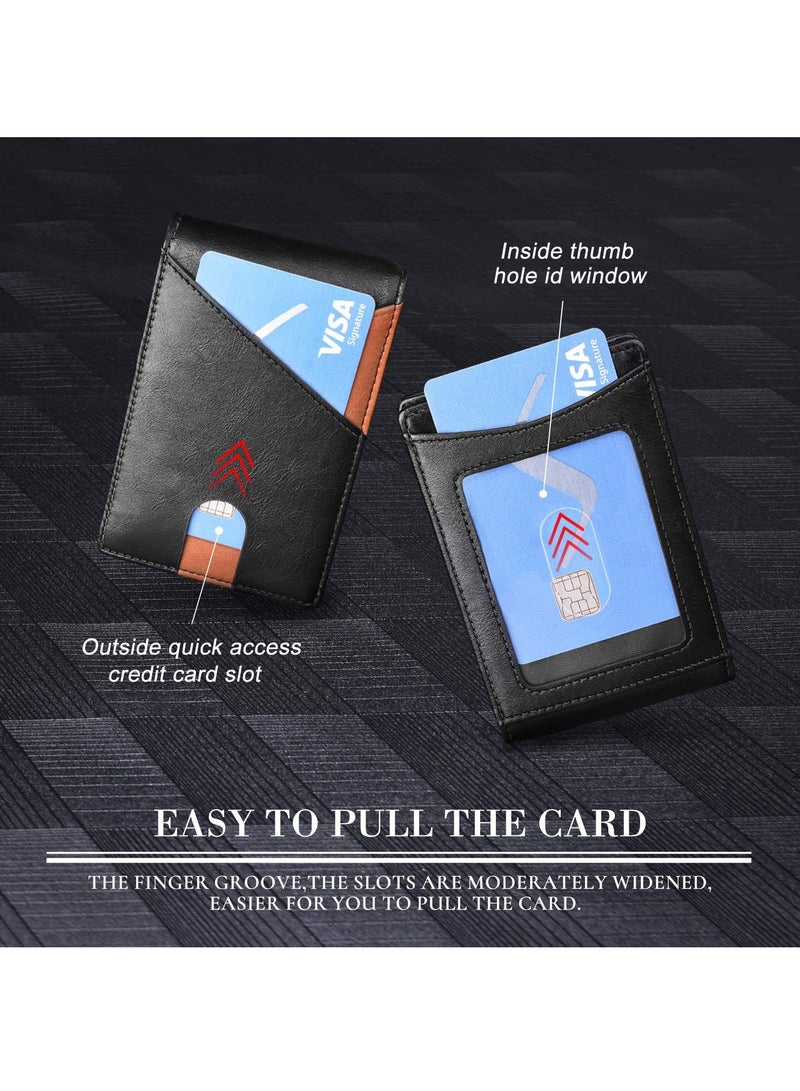 Excefore Slim Wallets for Men RFID Blocking Bifold Front Pocket Credit Card Holder for Men Minimalist Wallet with Gift Box (Black) - Image 4