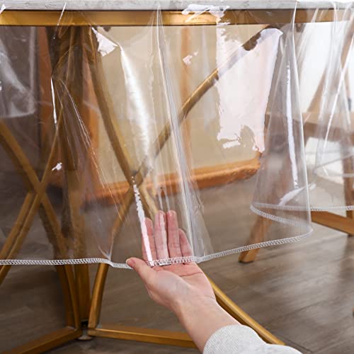 Walrus Clear Round Plastic Tablecloth Protector Waterproof Oil-Proof PVC Table Cloth Stain-Resistant Wipeable Table Cover for Round Table - Image 4
