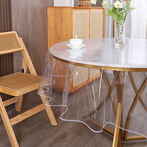 Walrus Clear Round Plastic Tablecloth Protector Waterproof Oil-Proof PVC Table Cloth Stain-Resistant Wipeable Table Cover for Round Table - Image 5
