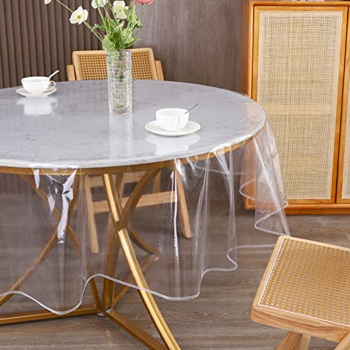 Walrus Clear Round Plastic Tablecloth Protector Waterproof Oil-Proof PVC Table Cloth Stain-Resistant Wipeable Table Cover for Round Table - Image 2