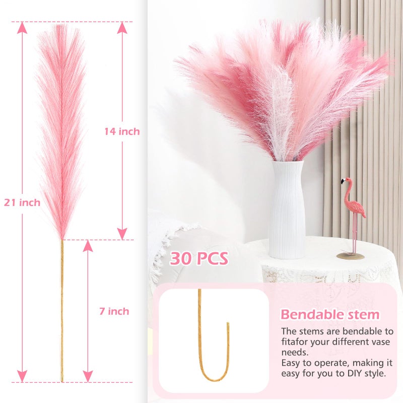 MUUNC Pink Pampas Grass Decor 30 Pcs 21.7 Inch Faux Pampas Grass Bulk Artificial Dried Flowers Small Vase Filler Pompas Grass. - Image 5
