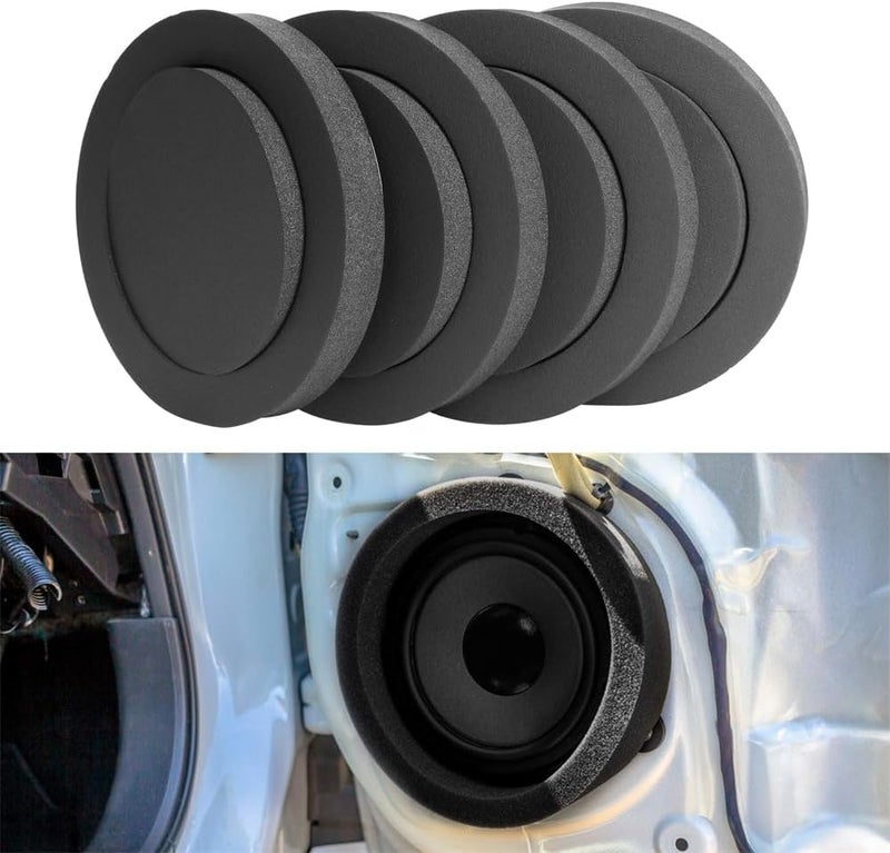 Azonee 6.5" Foam Speaker Enhancer, Azonee 4Pcs Self Adhesive Speaker Fast Rings, High Rebound Sponge Bass Blocker Kit for 6" and 6.5" Speaker - Image 1