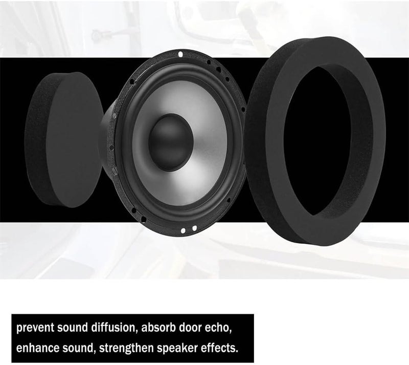 Azonee 6.5" Foam Speaker Enhancer, Azonee 4Pcs Self Adhesive Speaker Fast Rings, High Rebound Sponge Bass Blocker Kit for 6" and 6.5" Speaker - Image 3