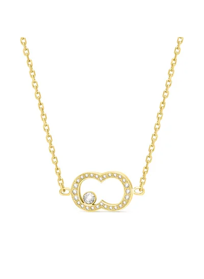 CERRUTI 1881 Bianca Gold Plated Crystals with Center Logo Pendant Necklace for Women