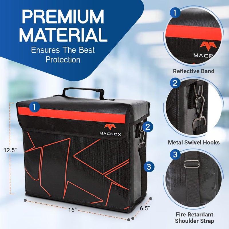 Flypal Fireproof and Waterproof Document Bag with Lock, 6200℉ Insulated, Patented Enclosed Flap Design, Heavy Duty Fire Safe Storage Box for Documents, Files & Valuables, 16"x12.6"x6.5" - Image 5