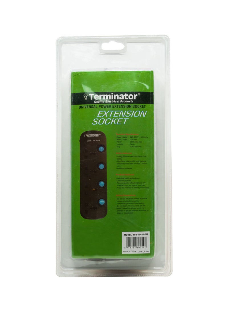 Terminator Terminator 4 Way Universal Power Extension Socket 5 Meter  - Image 2