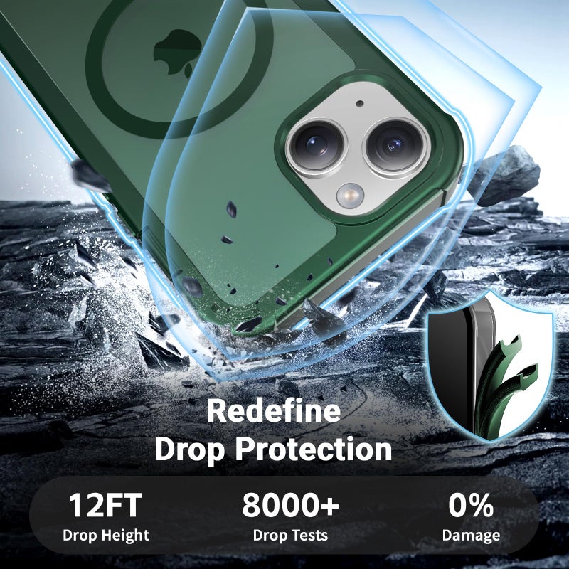 jaroco Magnetic for iPhone 13 Case, [Compatible with MagSafe][Military Grade Drop Protection][Heavy Duty Protection][Non-Slip][Shockproof] 2-Layer Durable Bumper Phone Case 6.1''-Forest Green - Image 3