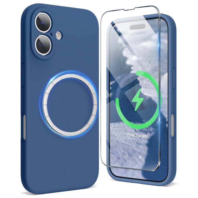 SURPHY Designed for iPhone 16 Case Compatible with MagSafe 61 inch 2024 with Screen Protector Liquid Silicone Phone Case Camera Protective Soft Microfiber Lining Blue Jay - Image 2