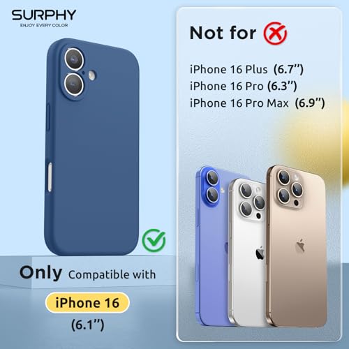 SURPHY Designed for iPhone 16 Case Compatible with MagSafe 61 inch 2024 with Screen Protector Liquid Silicone Phone Case Camera Protective Soft Microfiber Lining Blue Jay - Image 3