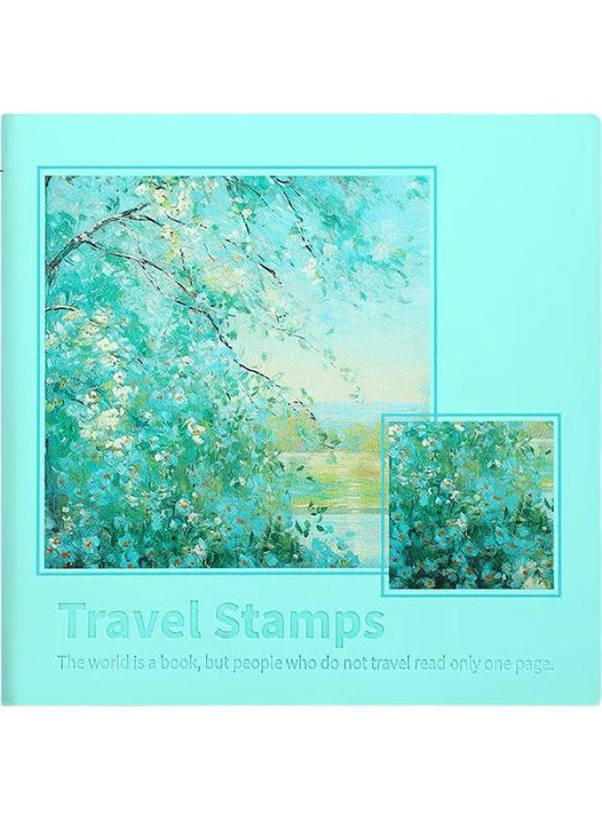 Jiaranheng Jiaran Heng Square Stamp Collection Travel Journal, Museum Portable Stamp Book, High-Quality Blank Journal, Beijing Forbidden City Scenic Spot Stamp Collection Book, Commemorative Book, Green - Image 1