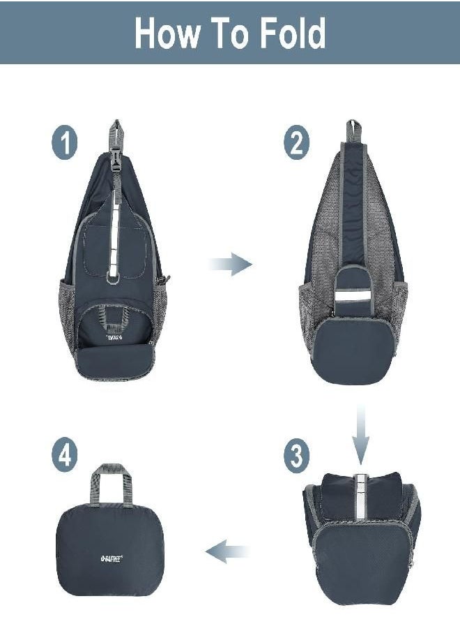 G4Free - Packable Crossbody Sling Backpack, Small Travel Hiking Daypack Casual Foldable Shoulder Chest Bag(Dimgray) - Image 1