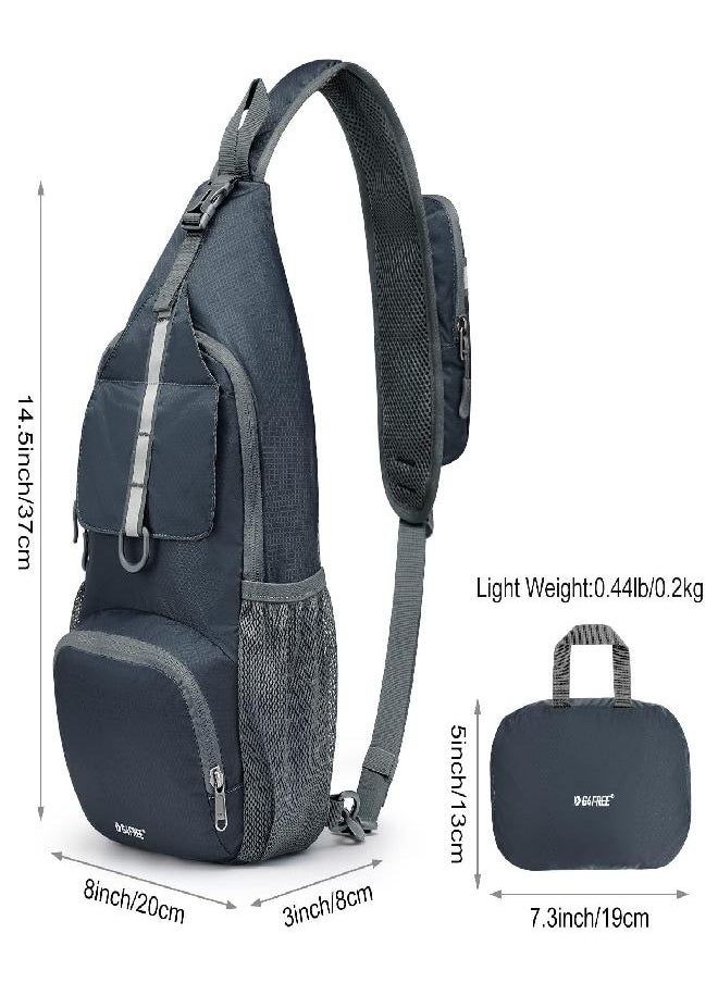G4Free - Packable Crossbody Sling Backpack, Small Travel Hiking Daypack Casual Foldable Shoulder Chest Bag(Dimgray) - Image 1