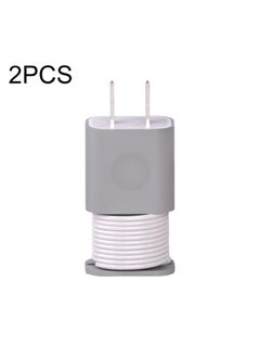 For iPhone 11/12  18W/20W Power Adapter 2pcs Protective Case Cover Data Cable Organizer(Grey)