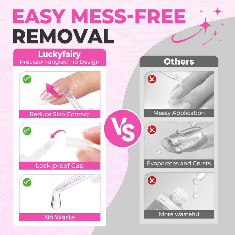 Luckyfairy Nail Glue Remover for Press on Nails, 15ml Acetone-free Nail Polish Remover, Multi-Functional Glue Remover for Nails Tips, Quick Easy Gentle Removal, Not for Gel Polish - Image 4