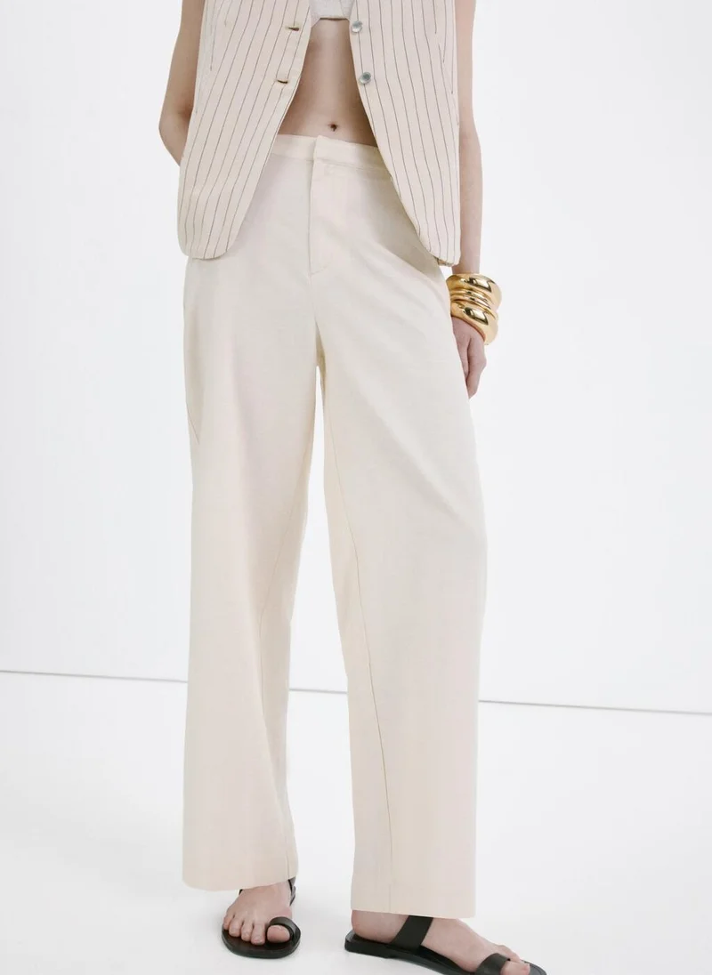 MANGO Linen High-Waist Trousers