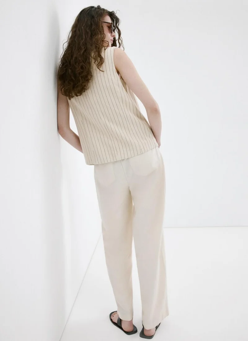 MANGO Linen High-Waist Trousers