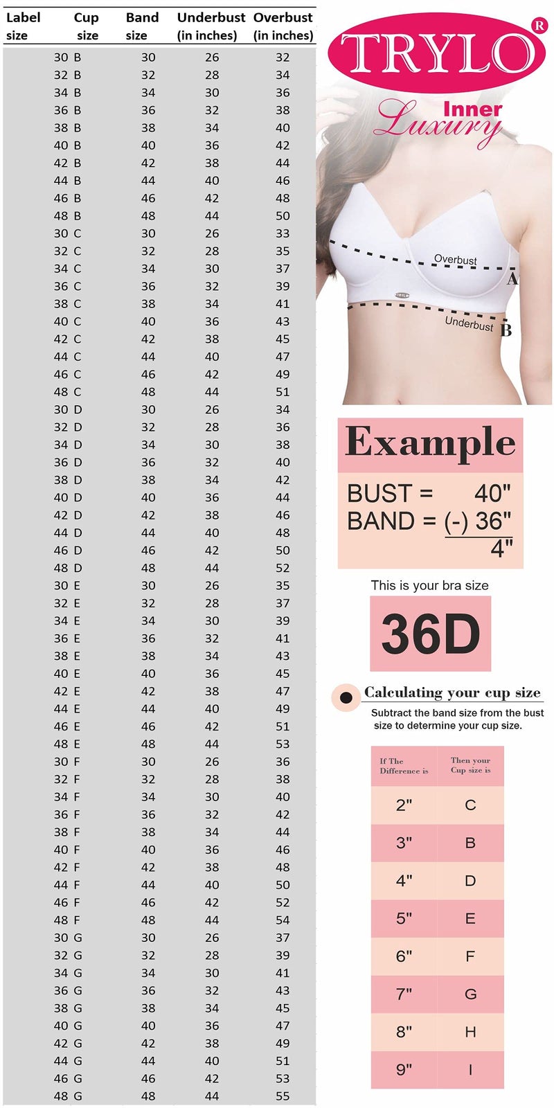 TRYLO Women's Cotton T-Shirt Bra Superfit 36 Rose Gold D - Cup - Image 5