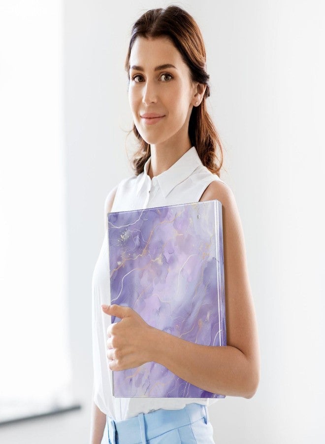 SDMKA Purple Marble Texture 3-Ring Binder 1.5 Inch 1 Pack Round Ring Binder Holds 200 Sheets with 3 Inside Pockets for Office Home Organization - Image 5