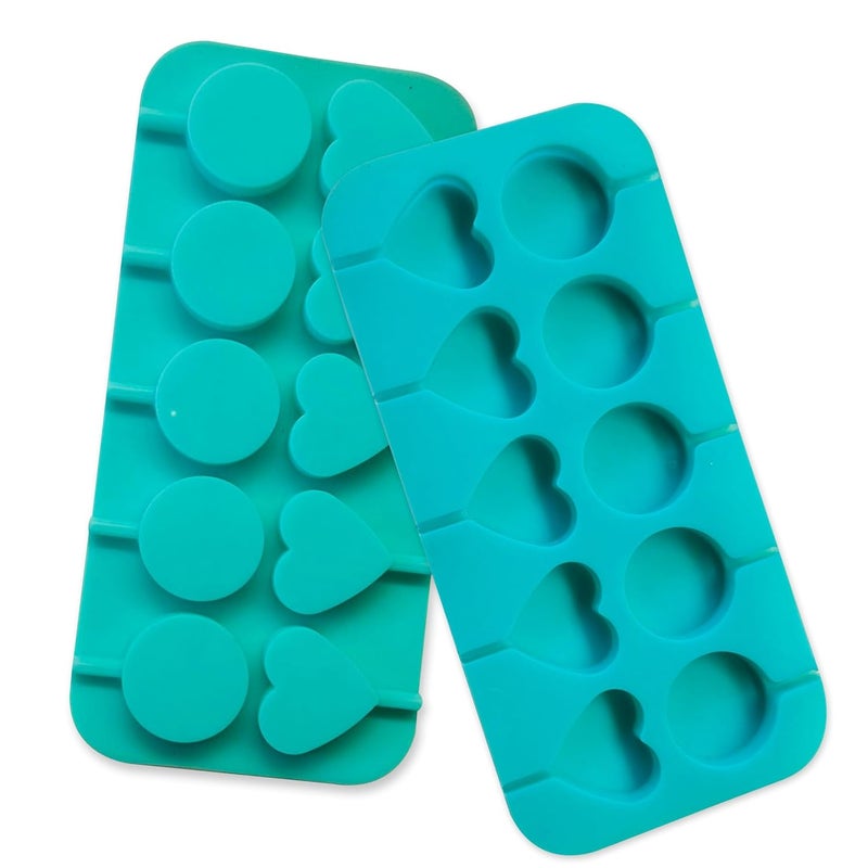 MoldBerry Silicone 10 Cavity Round Heart Shape Lollipop Mould Ice Cream Mould Freezer Bar Mould Ice Pop Mould for Dessert Chocolate DIY Kitchen Tool Candy Kulfi Multicolor PK1 - Image 4