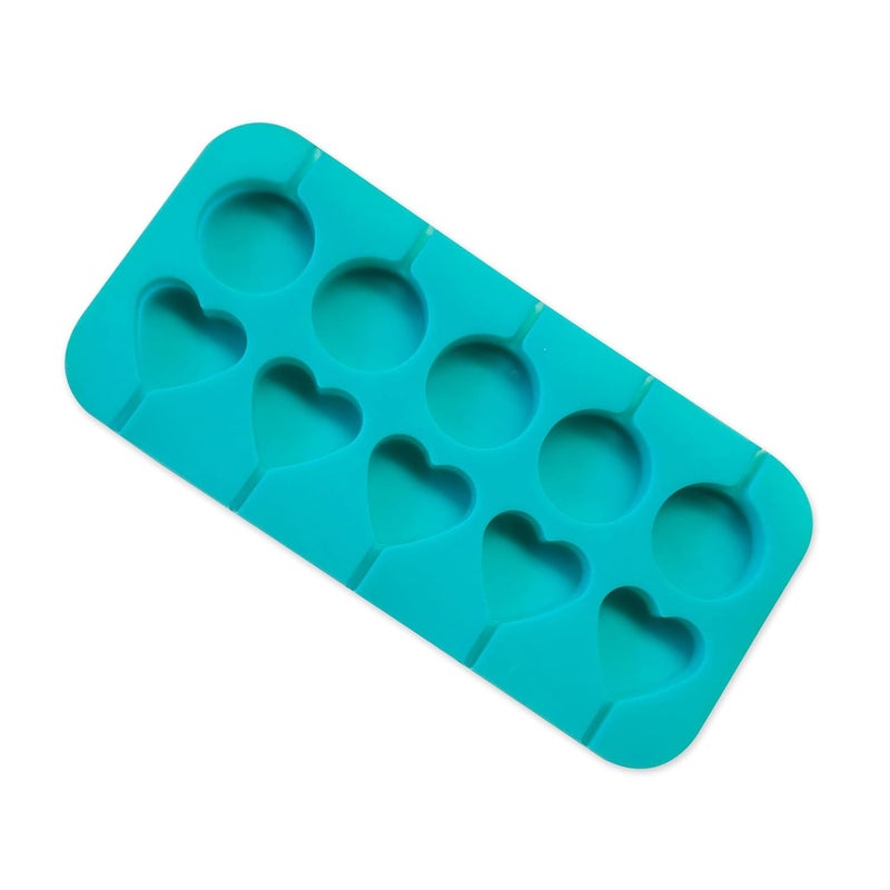 MoldBerry Silicone 10 Cavity Round Heart Shape Lollipop Mould Ice Cream Mould Freezer Bar Mould Ice Pop Mould for Dessert Chocolate DIY Kitchen Tool Candy Kulfi Multicolor PK1 - Image 3