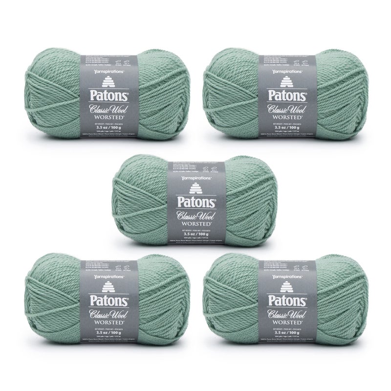 Patons Classic Wool Basil Yarn  5 Pack of 35oz100g  Wool  4 Medium  210 Yards  KnittingCrochet