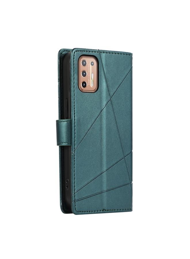 اس-توب جراب لهاتف Motorola Moto G9 Plus مصنوع من جلد البولي يوريثان الأصلي ومزخرف بخطوط منقوش - Image 3