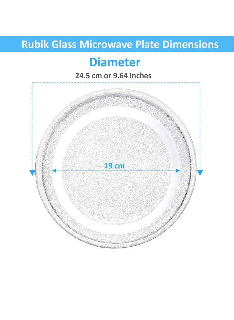 Rubik Microwave Oven Plate Replacement Small (24.5cm, Flat Bottom) Turntable Glass Tray Dishwasher Safe, Universal Compatibility  - Image 2