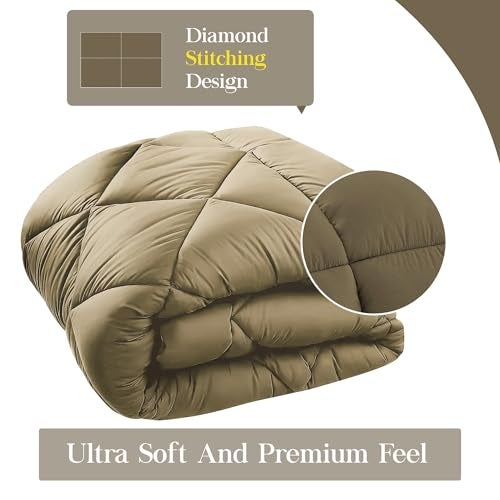 FRESH FROM LOOM Microfiber All Seasons Collection 300 GSM Bed King Size Winter Reversible AC Comforter: Premium Razzai Quilt Blanket for King Bed (Walnut and Cream, 90x100 Inches) - Image 2