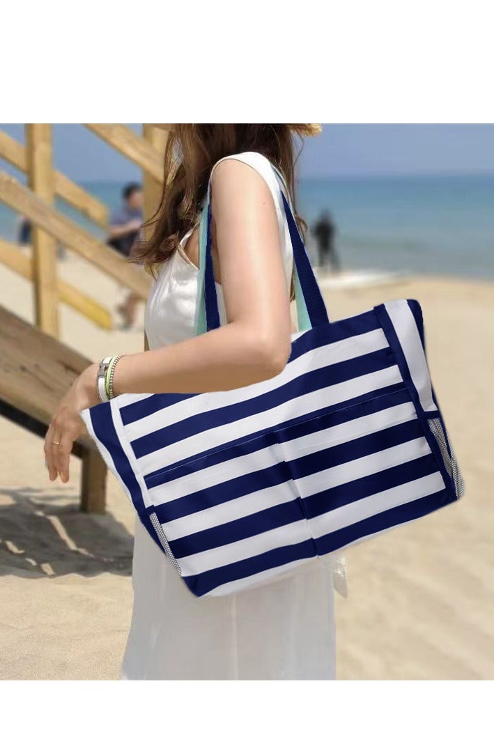 حقيبة شاطئ كبيرة للمرأة, حقيبة شاطئ مقاومة للماء مع السحاب, حقائب للمرأة, حقائب للتسوق - Image 2