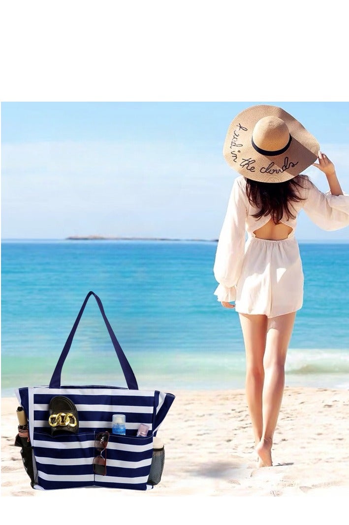 حقيبة شاطئ كبيرة للمرأة, حقيبة شاطئ مقاومة للماء مع السحاب, حقائب للمرأة, حقائب للتسوق - Image 3