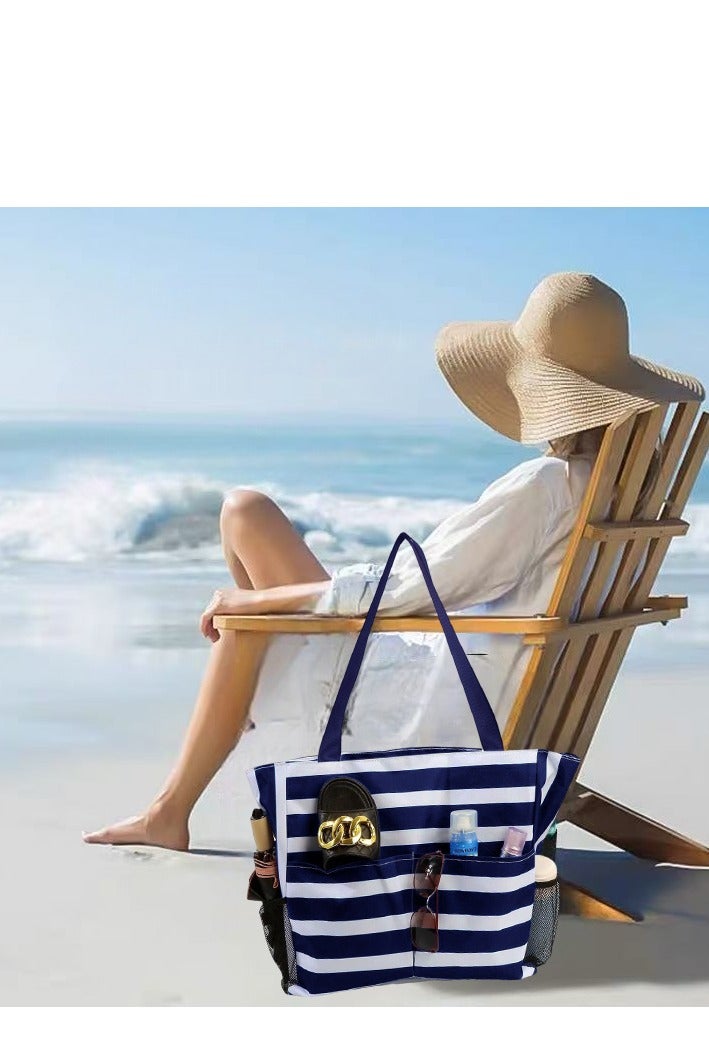 حقيبة شاطئ كبيرة للمرأة, حقيبة شاطئ مقاومة للماء مع السحاب, حقائب للمرأة, حقائب للتسوق - Image 4