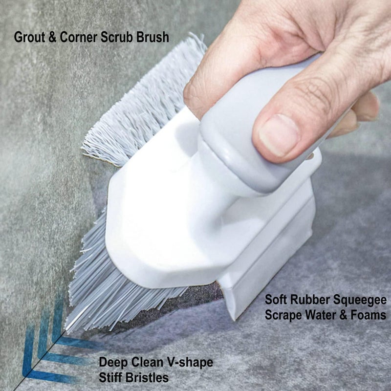 PORMONO 4-in-1 Toilet Cleaning Brush with Squeegee, V-Shape Gap Scrubber, Stiff Bristles - Image 5