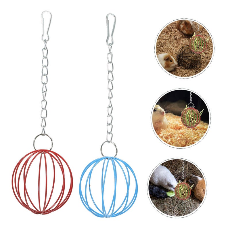 2Pcs Small Iron Rabbit Hay Feeder Balls Hanging Design Lightweight Reusable Grass Dispenser - Image 5