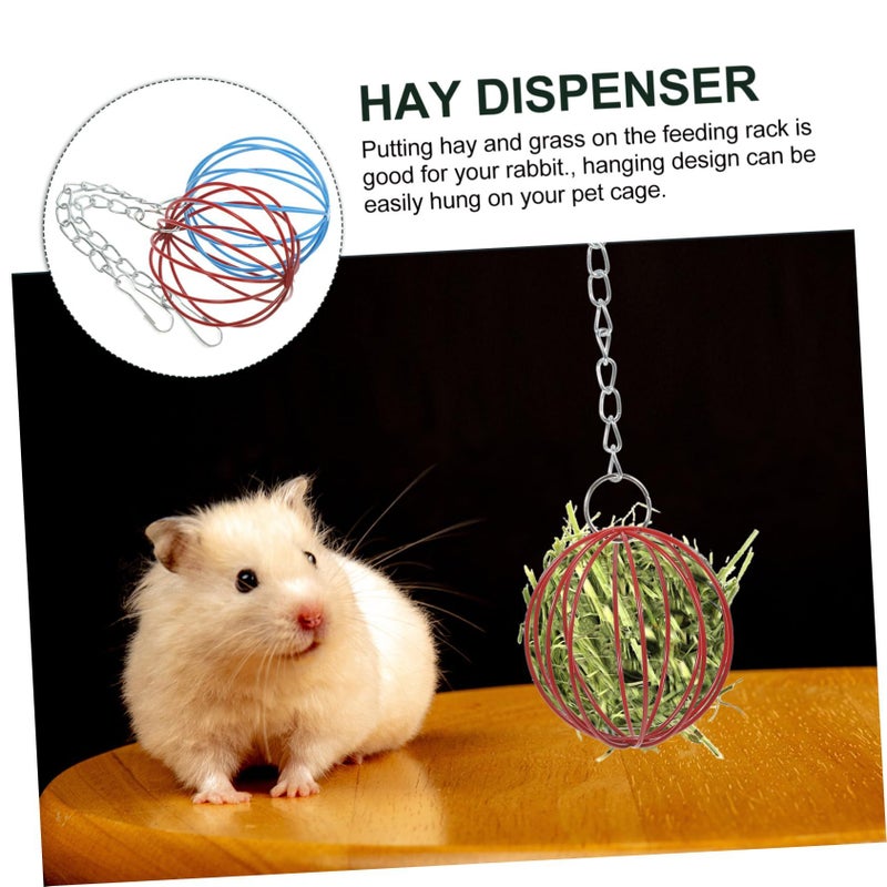 2Pcs Small Iron Rabbit Hay Feeder Balls Hanging Design Lightweight Reusable Grass Dispenser - Image 4