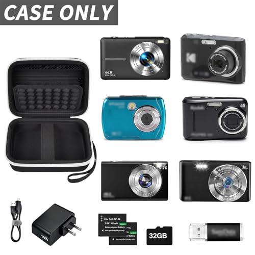 Grapsa Digital Camera Case for CAMKORY/for Kodak Pixpro/for VAHOIALD/for Sony DSCW800 830/ for Canon PowerShot 180 190. Vlogging Cameras Storage Holder for Accessories (Box Only)-Black - Image 2