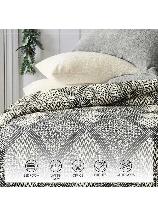 SASHAA WORLD SASHAA WORLD Unique Geometric Throw Bedcover | Throw Bedspreads, Perfect for Lounging, Cotton Bedsheet | Black/Grey Bedcover | 80 x 60 inch - Image 5