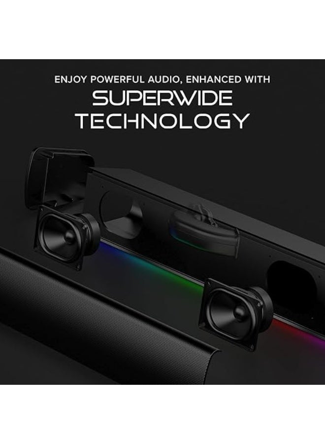 CREATIVE Sound Blaster GS3 (White) Compact RGB Gaming Soundbar with SuperWide technology, Powered via USB, Bluetooth 5.4, Headphone-out port, For PC and Mac - Image 3