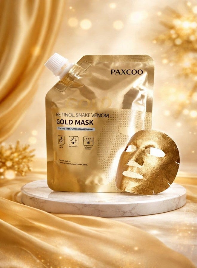 باكسكو قناع الوجه PAXCOO الذهبي بالريتينول وسم الأفعى، علاج مرطب ومجدد للبشرة بتركيبة مرطبة، سلسلة العناية بالبشرة الذهبية / تونر لجميع أنواع البشرة (قطعة واحدة) - Image 4