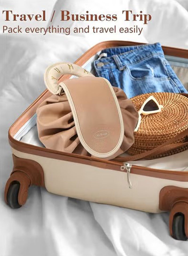 GT-Wheel Makeup Bag Drawstring Flat Lay Large Cosmetic Bag Travel Makeup Organization Case Suitable For Travel Gift And Daily Use - Image 2