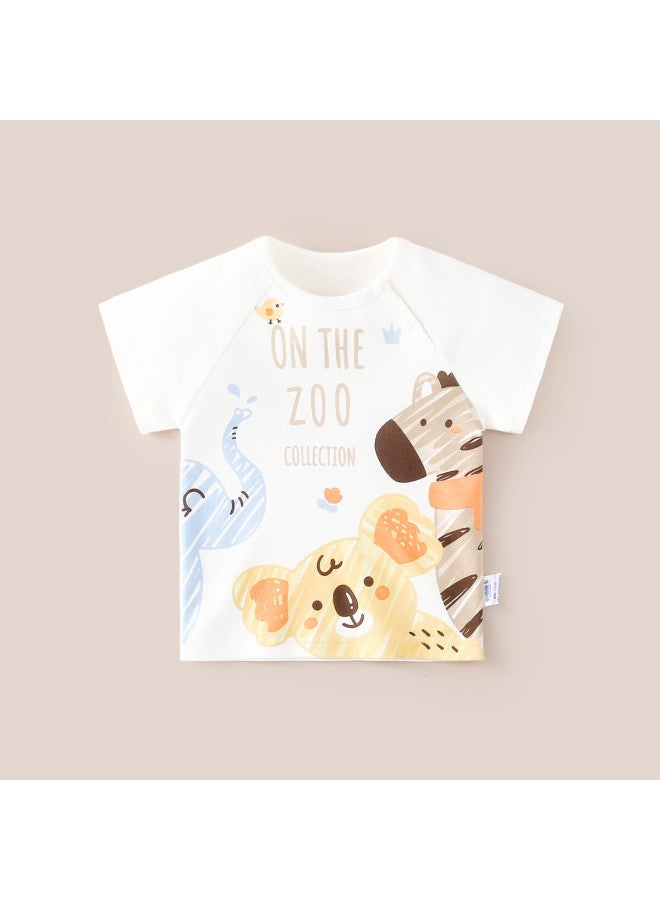 Doxiluka Dohiluka Children'S Home Wear Top Summer Thin Boys' T-Shirt Girls' Baby Bottoming Shirt Graffiti Crocodile Pig 80 - Image 1