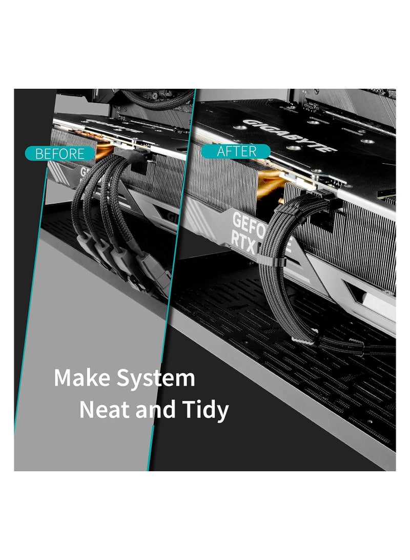 GPU Power Sleeved Cable Extension, 16pin(12+4) 12VHPWR PCIe 5.0 Connector Male to 3X PCIE 8 PIN for RTX4070ti 4080 3090Ti, with Pre-installed Cable Combs  - Image 2