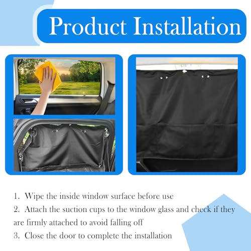 Figpade 2PCS Rear Car Window Shades for Side Window,27.24x19.69 Car Sun Shade Side Windows for Shading & Storing with 7 Suction Cups on Each Piece & Pouch,Portable Cars Windows Shade for Baby - Image 4