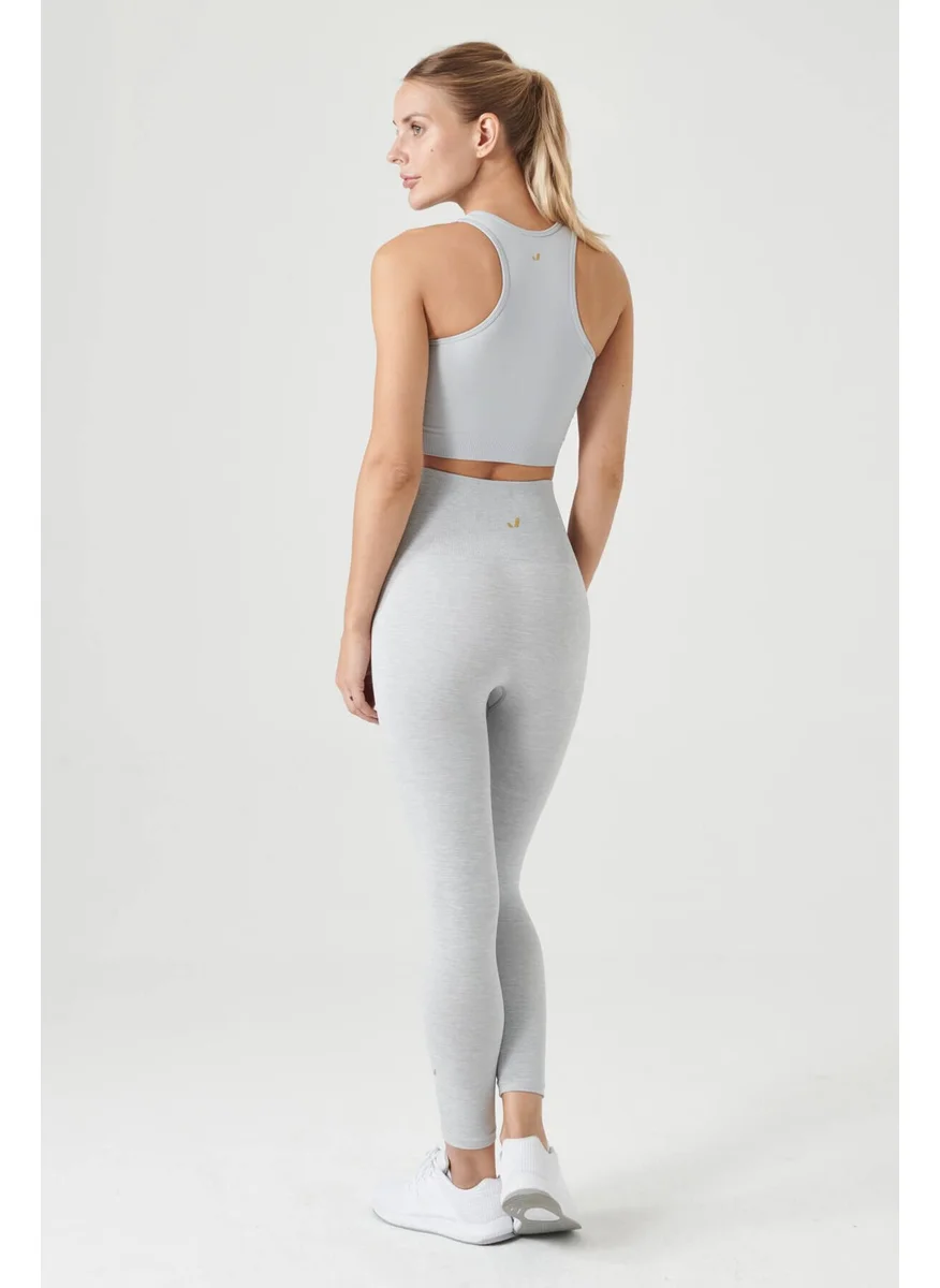 Jerf Palmi Melange Patterned High Waist Leggings Gray