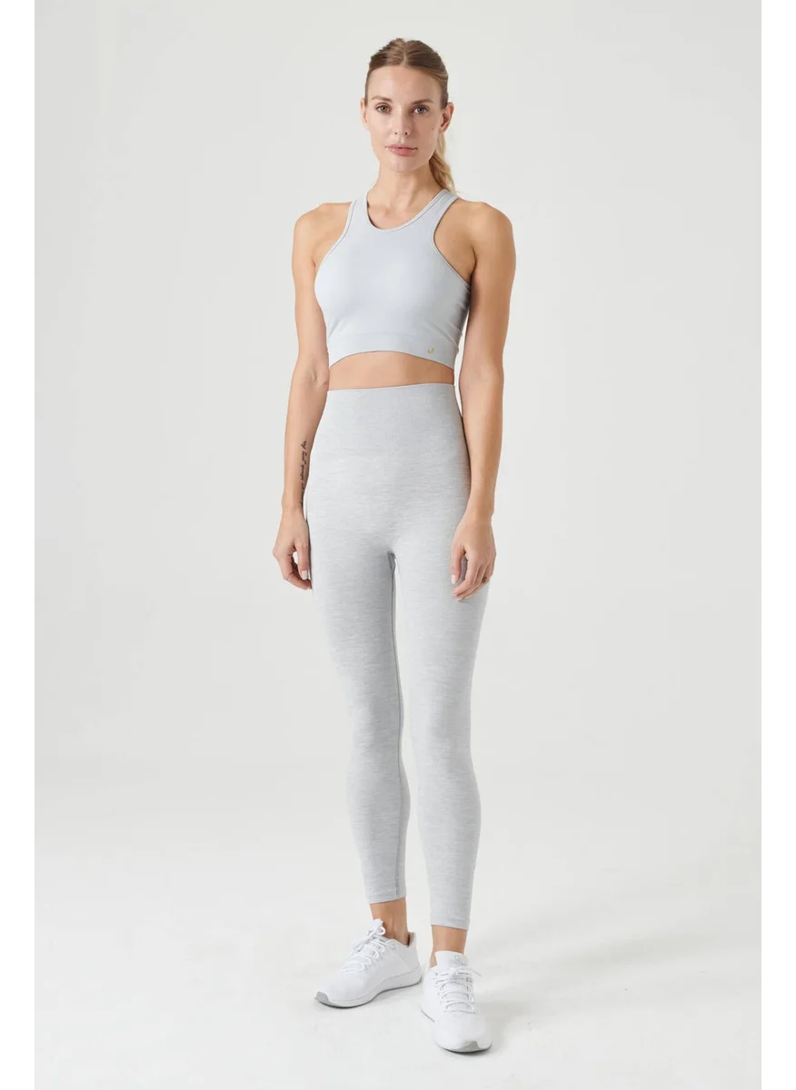 Jerf Palmi Melange Patterned High Waist Leggings Gray