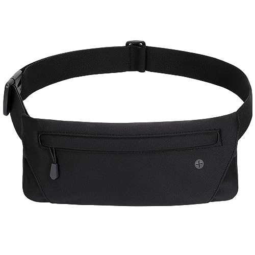 WHIPPY Slim Running Belt Fanny Pack for Women Men Elastic Runners Belt Waist Pouch Chest Bag Phone Holder Waist Pack for Running Hiking, Black - Image 1