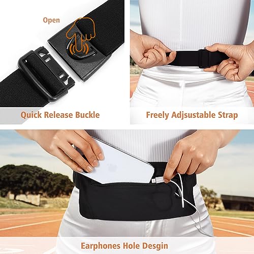 WHIPPY Slim Running Belt Fanny Pack for Women Men Elastic Runners Belt Waist Pouch Chest Bag Phone Holder Waist Pack for Running Hiking, Black - Image 3