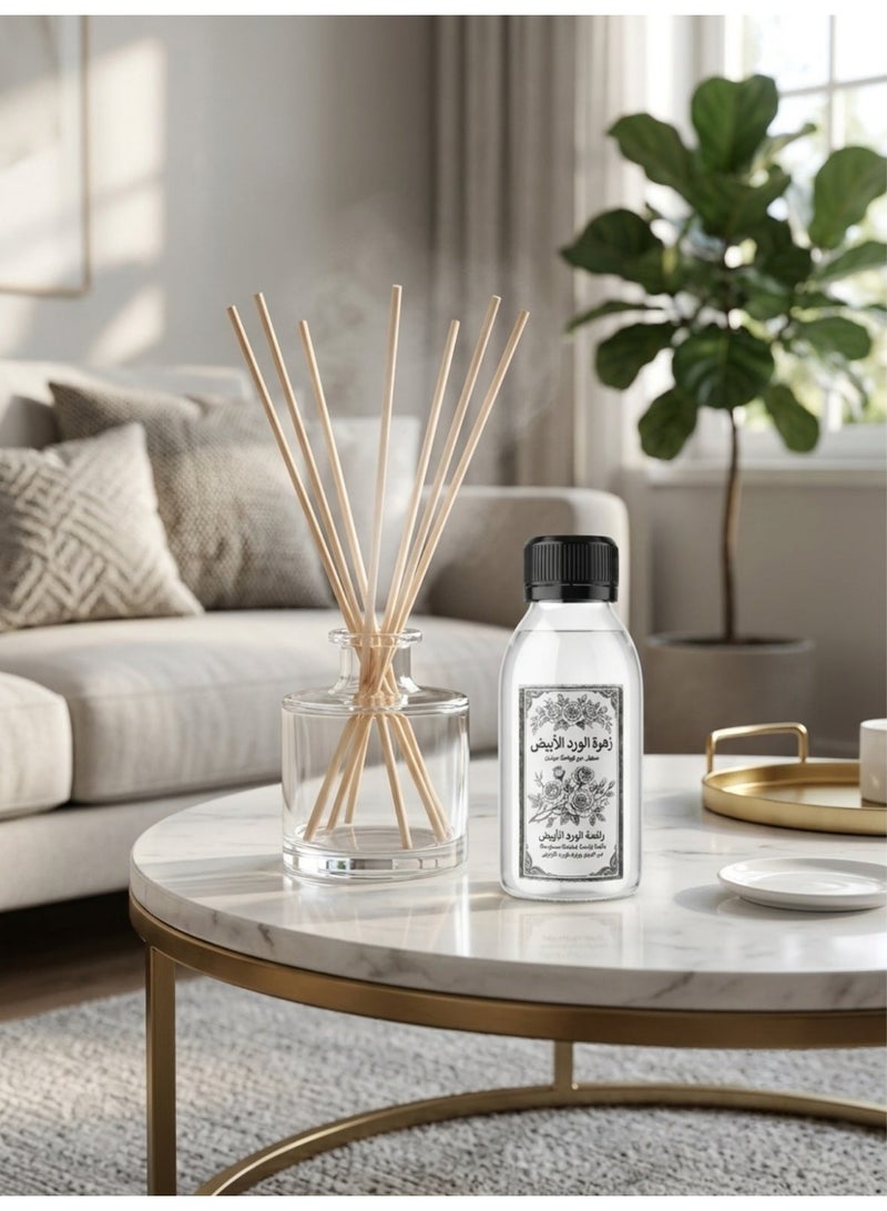 عطر الورد الأبيض مركز 100 مل زجاجه لاعاده الملئ (Refill) لكل الفواحات - رائحة تدوم للمنزل والسيارة - امن صحيا - Image 3