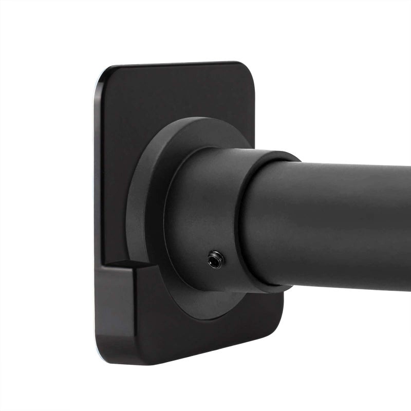 CANRAY Shower Curtain Rod Mount Holder for Wall | Adhesive Shower Rod Tension Retainer | No Drilling | Stick On | 2 Pack, Black (Shower Curtain Rod Not Included) - Image 1
