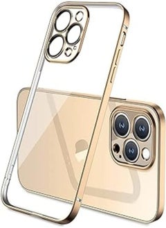 Case Compatible with Apple iPhone 13 Pro Max(6.7 Inch) Luxury Plating Transparent Soft Silicone Case With Protector Camera Lens Shockproof (Clear & Gold)