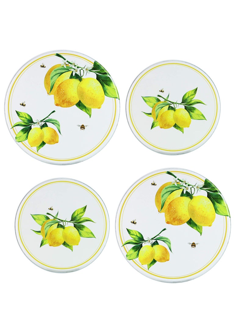 Reston Lloyd Reston Lloyd Burner Covers For Electric Stovetop Decorative Lightweight Tin Covers Set of 4 28 inch  210 inch Conceals Messy Drip Pans Fresh Lemons 